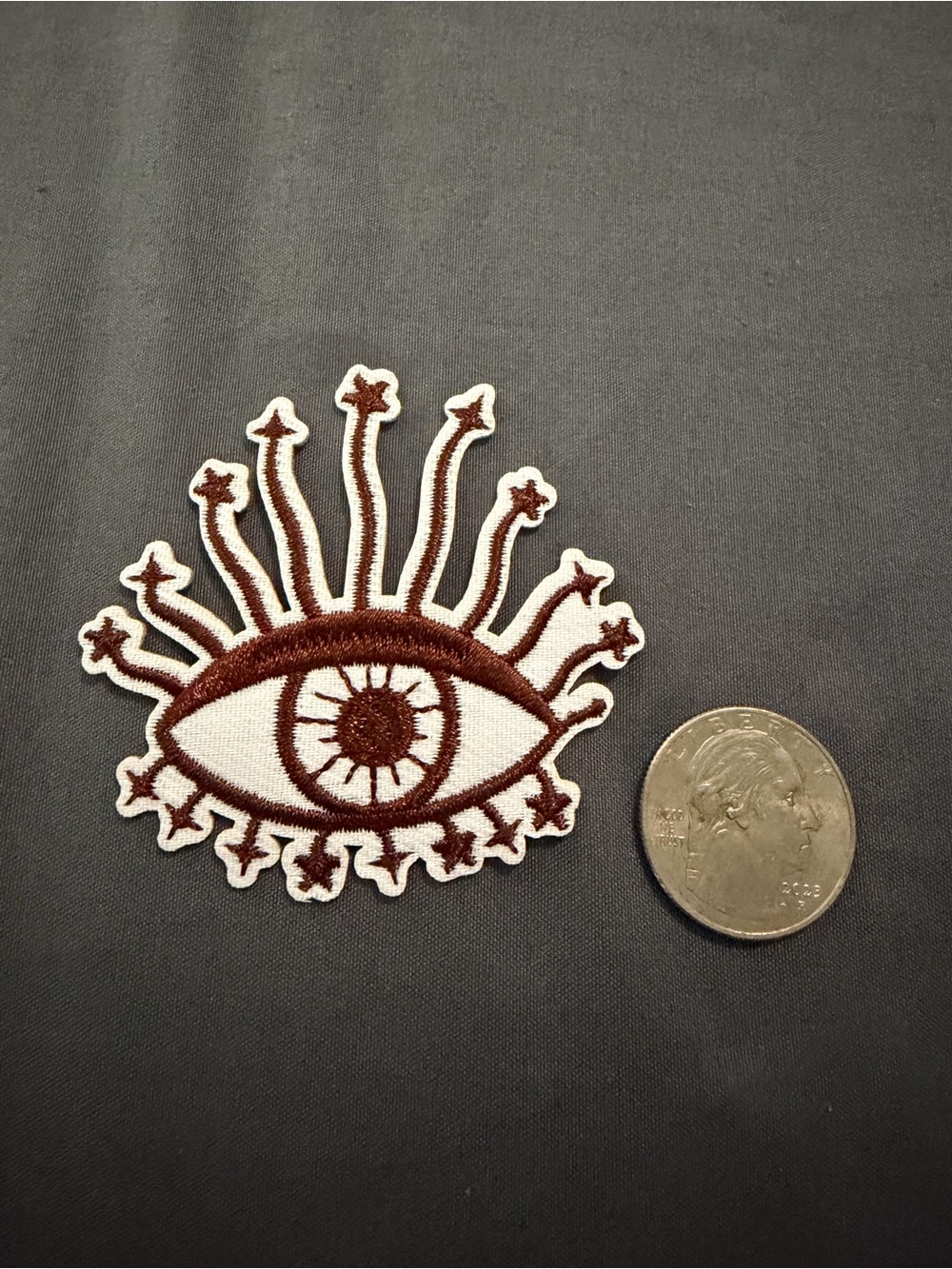 Embroidered Eye Patch Patch - Brown & White Decorative Applique